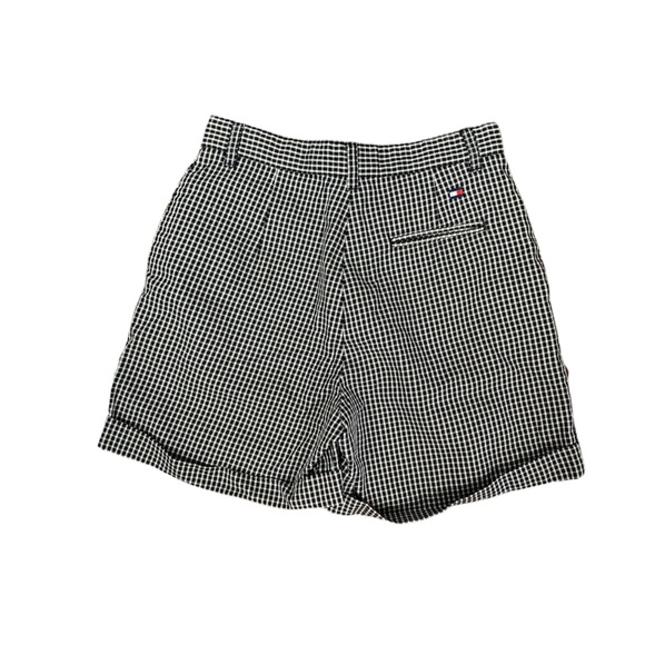 Tommy Hilfiger High-rise Black&White Gingham Cotton Shorts with Pockets - Picture 2 of 7